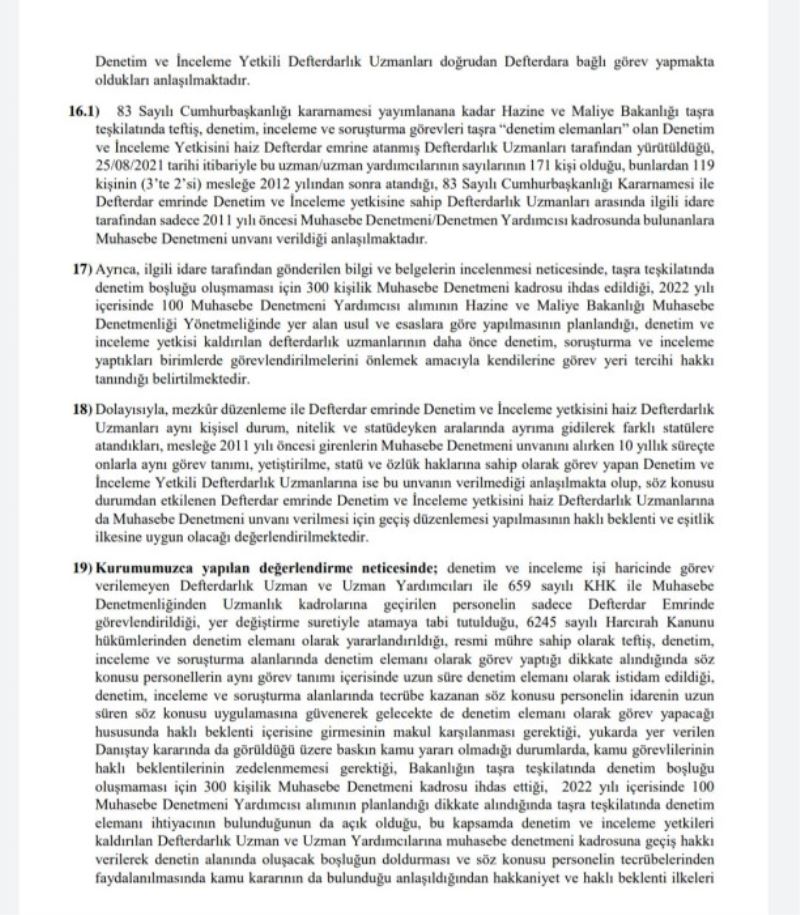 Denetim ve inceleme Yetkili Defterdarlık Uzmanları KDK tarafından haklı bulundu